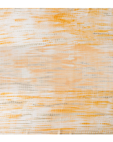 قماش ساتان حريري نقي مخطط شيبوري بلون غروب الشمس البرتقالي والعاجي، عرض 110 سم، صنع في الهند - D23023