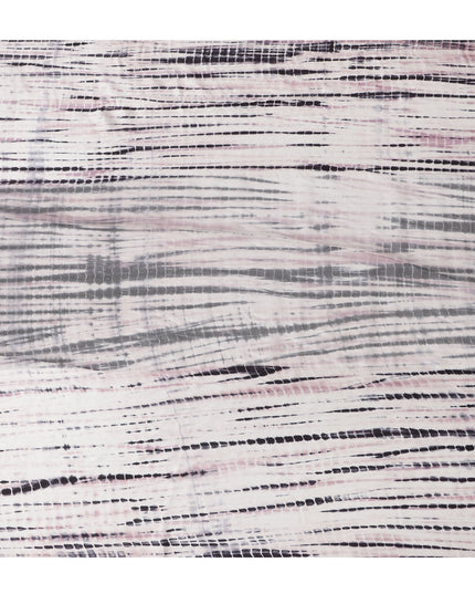 قماش شيبوري مخطط من الحرير الخالص بلون رمادي عاجي ووردي، عرض 110 سم، صنع في الهند - D23024