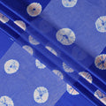 قماش ساتان حريري خالص بنقشة شيبوري دائرية باللون الأزرق الملكي والوردي، عرض 110 سم، صنع في الهند - D23027