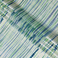 قماش ساتان حريري نقي مخطط باللون العاجي مع خطوط شيبوري زرقاء وخضراء، عرض 110 سم، صنع في الهند