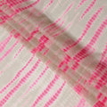 Ivory and Hot Pink Shibori Stripe Pure Silk Chiffon Fabric with Satin Finish, 110 cm Width, Made in India-D23035
