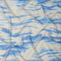 Ivory and Sky Blue Shibori Stripe Pure Silk Chiffon Fabric with Satin Finish, 110 cm Width, Made in India-D23036