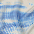 Ivory and Sky Blue Shibori Stripe Pure Silk Chiffon Fabric with Satin Finish, 110 cm Width, Made in India-D23036