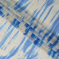Ivory and Sky Blue Shibori Stripe Pure Silk Chiffon Fabric with Satin Finish, 110 cm Width, Made in India-D23036