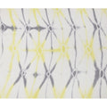 Ivory with Yellow and Charcoal Diamond Shibori Pure Silk Chiffon Fabric with Satin Finish, 110 cm Width, Made in India-D23037