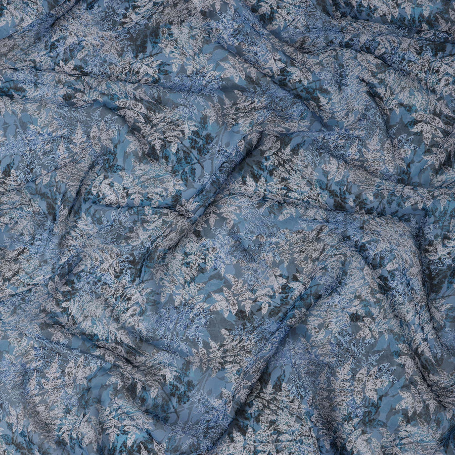 Powder Blue Leaf Pattern Traditional Sudanese Thobe in Pure Cotton Voile Fabric, 4.5 Meters Length, Width 140 cm – Made in India-D23131 Regal Fabrics