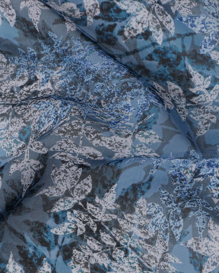 Powder Blue Leaf Pattern Traditional Sudanese Thobe in Pure Cotton Voile Fabric, 4.5 Meters Length, Width 140 cm – Made in India-D23131 Regal Fabrics
