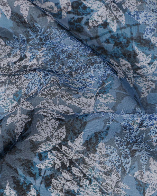 Powder Blue Leaf Pattern Traditional Sudanese Thobe in Pure Cotton Voile Fabric, 4.5 Meters Length, Width 140 cm – Made in India-D23131 Regal Fabrics