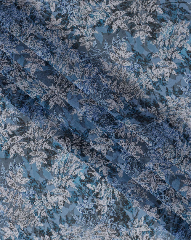 Powder Blue Leaf Pattern Traditional Sudanese Thobe in Pure Cotton Voile Fabric, 4.5 Meters Length, Width 140 cm – Made in India-D23131 Regal Fabrics