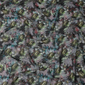 Charcoal Black and Olive Floral Traditional Sudanese Thobe in Pure Cotton Voile Fabric, 4.5 Meters Length, Width 140 cm – Made in India-D23133
