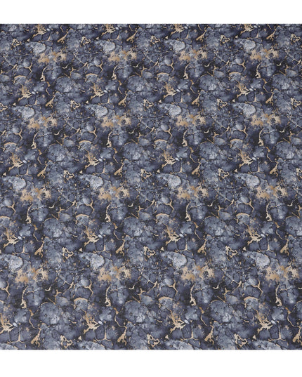 Midnight Blue and Beige Marble Print Traditional Sudanese Thobe in Pure Cotton Voile Fabric, 4.5 Meters Length, Width 140 cm – Made in India-D23135