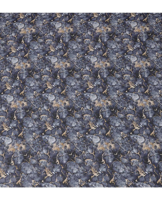 ثوب سوداني تقليدي بطبعة رخامية باللون الأزرق الداكن والبيج، مصنوع من قماش فوال قطني خالص، بطول 4.5 متر، وعرض 140 سم - صنع في الهند - D23135