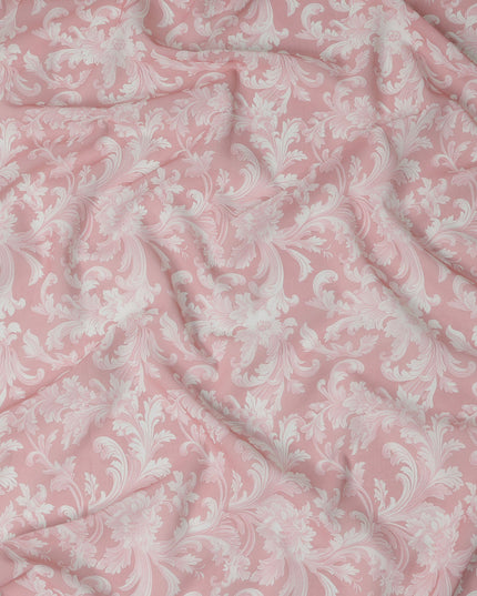 Baby Pink and White Baroque Traditional Sudanese Thobe in Pure Cotton Voile Fabric, 4.5 Meters Length, Width 140 cm – Made in India-D23136