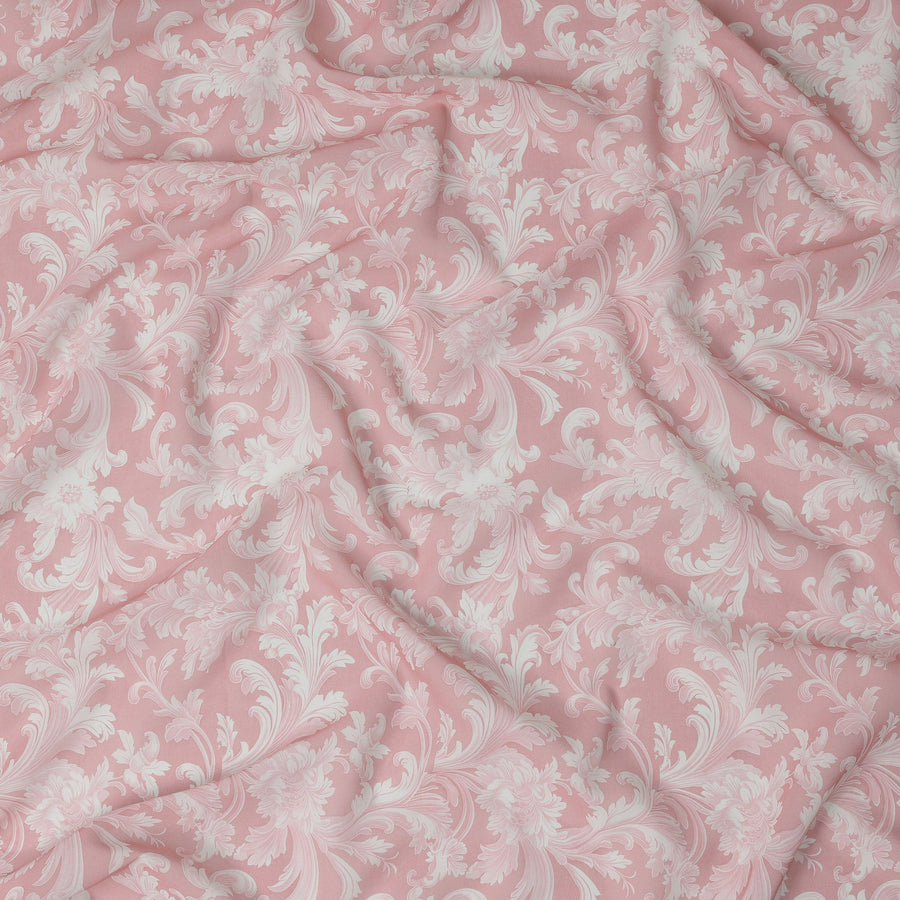 Baby Pink and White Baroque Traditional Sudanese Thobe in Pure Cotton Voile Fabric, 4.5 Meters Length, Width 140 cm – Made in India-D23136