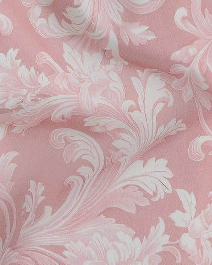 Baby Pink and White Baroque Traditional Sudanese Thobe in Pure Cotton Voile Fabric, 4.5 Meters Length, Width 140 cm – Made in India-D23136
