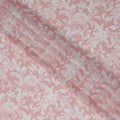 Baby Pink and White Baroque Traditional Sudanese Thobe in Pure Cotton Voile Fabric, 4.5 Meters Length, Width 140 cm – Made in India-D23136