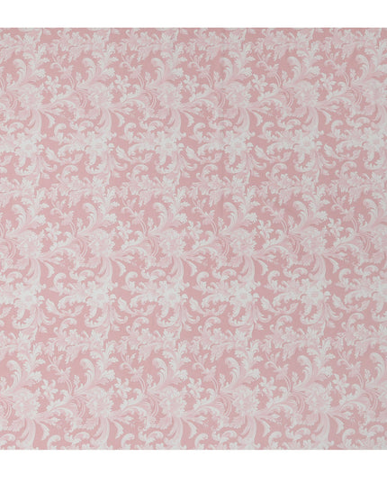 Baby Pink and White Baroque Traditional Sudanese Thobe in Pure Cotton Voile Fabric, 4.5 Meters Length, Width 140 cm – Made in India-D23136