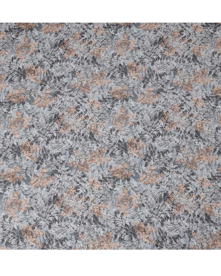 Ash Grey and Copper Leaf Traditional Sudanese Thobe in Pure Cotton Voile Fabric, 4.5 Meters Length, Width 140 cm – Made in India-D23138