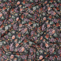 Black Multicolor Floral Traditional Sudanese Thobe in Pure Cotton Voile Fabric, 4.5 Meters Length, Width 140 cm – Made in India-D23139