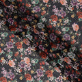 Black Multicolor Floral Traditional Sudanese Thobe in Pure Cotton Voile Fabric, 4.5 Meters Length, Width 140 cm – Made in India-D23139