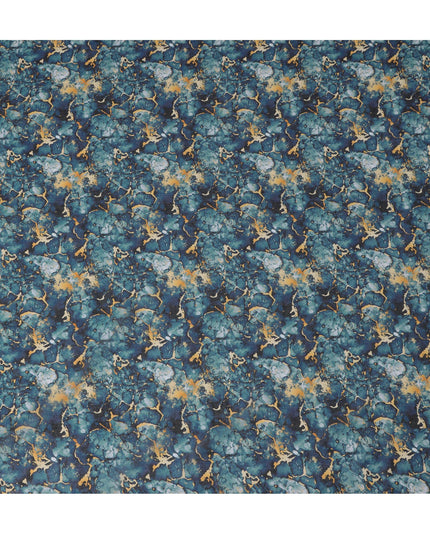 ثوب سوداني تقليدي بطبعة رخامية باللون الأزرق المخضر والخردلي، مصنوع من قماش فوال قطني خالص، بطول 4.5 متر، وعرض 140 سم - صنع في الهند - D23140