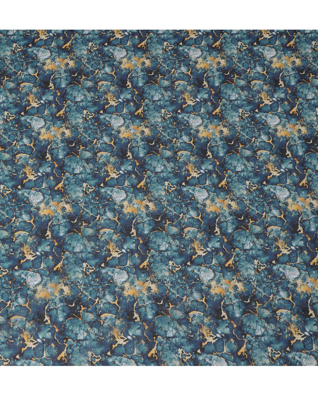 ثوب سوداني تقليدي بطبعة رخامية باللون الأزرق المخضر والخردلي، مصنوع من قماش فوال قطني خالص، بطول 4.5 متر، وعرض 140 سم - صنع في الهند - D23140