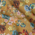 Mustard Yellow Multicolor Floral Traditional Sudanese Thobe in Pure Cotton Voile Fabric, 4.5 Meters Length, Width 140 cm – Made in India-D23141