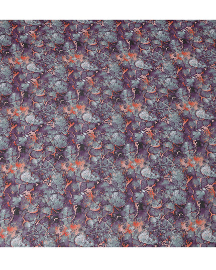 Plum Purple and Coral Marble Print Traditional Sudanese Thobe in Pure Cotton Voile Fabric, 4.5 Meters Length, Width 140 cm – Made in India-D23143