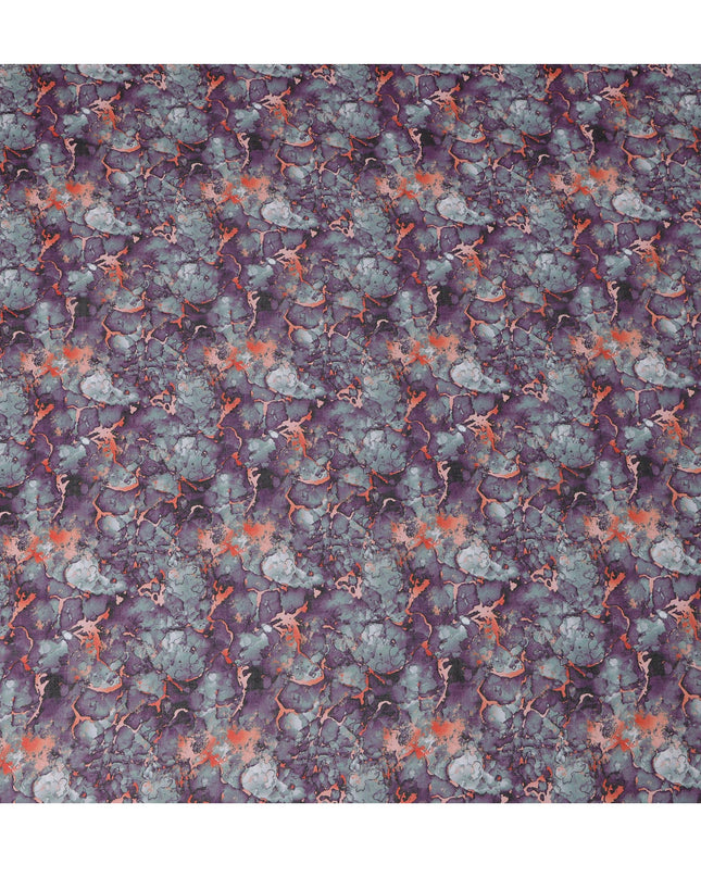 ثوب سوداني تقليدي بطبعة رخامية باللونين الأرجواني والمرجاني، مصنوع من قماش فوال قطني خالص، بطول 4.5 متر، وعرض 140 سم - صنع في الهند - D23143