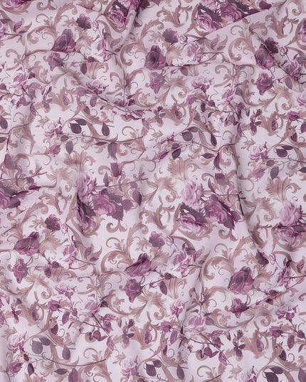 Soft Lavender and Mauve Floral Traditional Sudanese Thobe in Pure Cotton Voile Fabric, 4.5 Meters Length, Width 140 cm – Made in India-D23144