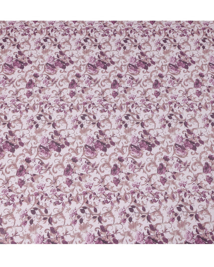 Soft Lavender and Mauve Floral Traditional Sudanese Thobe in Pure Cotton Voile Fabric, 4.5 Meters Length, Width 140 cm – Made in India-D23144
