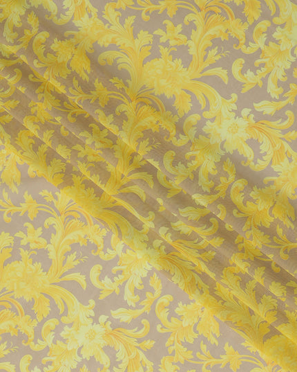 Beige and Yellow Baroque Traditional Sudanese Thobe in Pure Cotton Voile Fabric, 4.5 Meters Length, Width 140 cm – Made in India-D23145