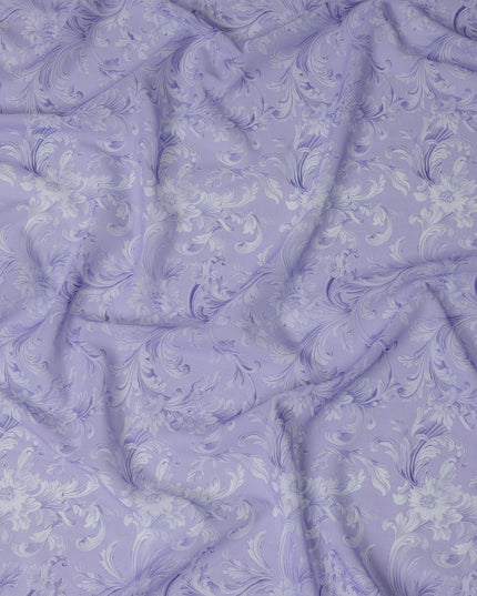 Lavender and White Baroque Traditional Sudanese Thobe in Pure Cotton Voile Fabric, 4.5 Meters Length, Width 140 cm – Made in India-D23146