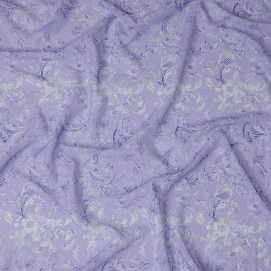 Lavender and White Baroque Traditional Sudanese Thobe in Pure Cotton Voile Fabric, 4.5 Meters Length, Width 140 cm – Made in India-D23146