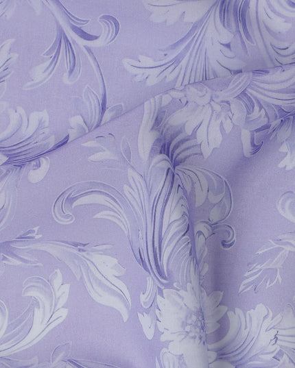Lavender and White Baroque Traditional Sudanese Thobe in Pure Cotton Voile Fabric, 4.5 Meters Length, Width 140 cm – Made in India-D23146