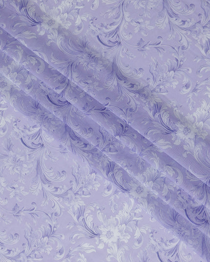 Lavender and White Baroque Traditional Sudanese Thobe in Pure Cotton Voile Fabric, 4.5 Meters Length, Width 140 cm – Made in India-D23146