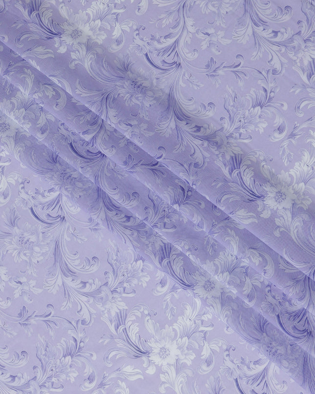 ثوب سوداني تقليدي باروكي باللونين الأبيض والخزامي من قماش الفوال القطني الخالص، طوله 4.5 متر، عرضه 140 سم - صنع في الهند - D23146