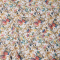 White Multicolor Floral and Gold Vine Traditional Sudanese Thobe in Pure Cotton Voile Fabric, 4.5 Meters Length, Width 140 cm – Made in India-D23147 Regal Fabrics