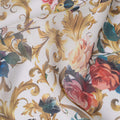 White Multicolor Floral and Gold Vine Traditional Sudanese Thobe in Pure Cotton Voile Fabric, 4.5 Meters Length, Width 140 cm – Made in India-D23147 Regal Fabrics