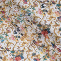 White Multicolor Floral and Gold Vine Traditional Sudanese Thobe in Pure Cotton Voile Fabric, 4.5 Meters Length, Width 140 cm – Made in India-D23147 Regal Fabrics