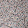 Dusty Beige with Teal and Gold Leaf Print Traditional Sudanese Thobe in Pure Cotton Voile Fabric, 4.5 Meters Length, Width 140 cm – Made in India-D23149 Regal Fabrics