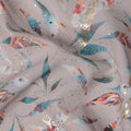 Dusty Beige with Teal and Gold Leaf Print Traditional Sudanese Thobe in Pure Cotton Voile Fabric, 4.5 Meters Length, Width 140 cm – Made in India-D23149 Regal Fabrics