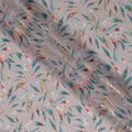 Dusty Beige with Teal and Gold Leaf Print Traditional Sudanese Thobe in Pure Cotton Voile Fabric, 4.5 Meters Length, Width 140 cm – Made in India-D23149 Regal Fabrics