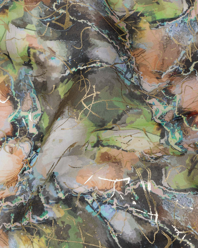 ثوب سوداني تقليدي بتأثير رخامي باللونين الأخضر الزيتوني والخوخي، مصنوع من قماش فوال قطني خالص، بطول 4.5 متر، وعرض 140 سم - صنع في الهند - D23150