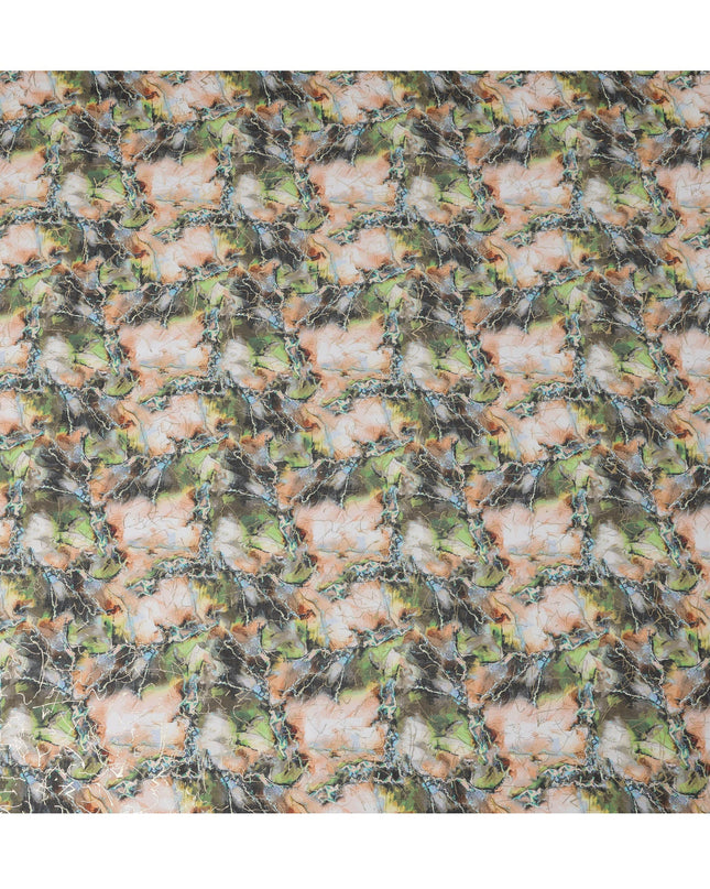 ثوب سوداني تقليدي بتأثير رخامي باللونين الأخضر الزيتوني والخوخي، مصنوع من قماش فوال قطني خالص، بطول 4.5 متر، وعرض 140 سم - صنع في الهند - D23150