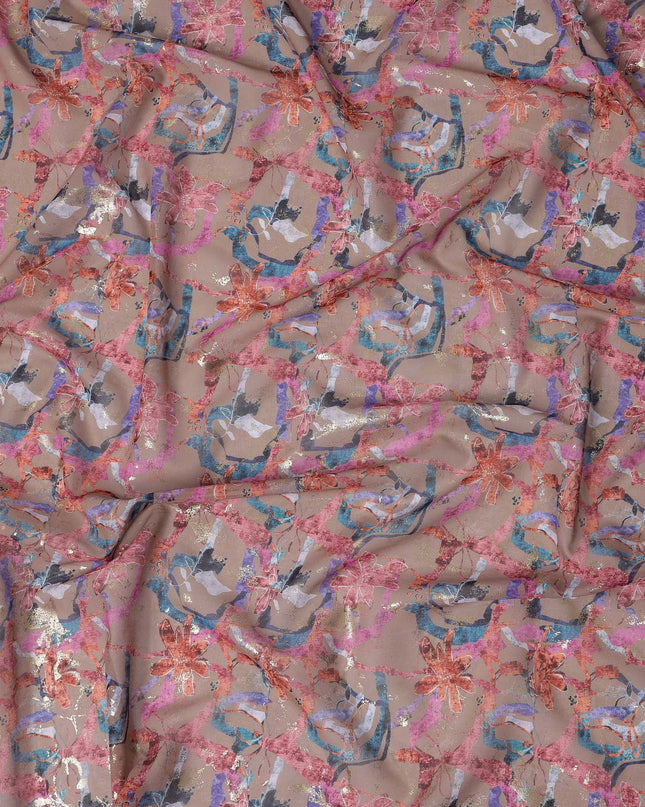 ثوب سوداني تقليدي بنقشة زهور تجريدية متعددة الألوان، مصنوع من قماش فوال قطني خالص، طوله 4.5 متر، عرضه 140 سم - صنع في الهند - D23152