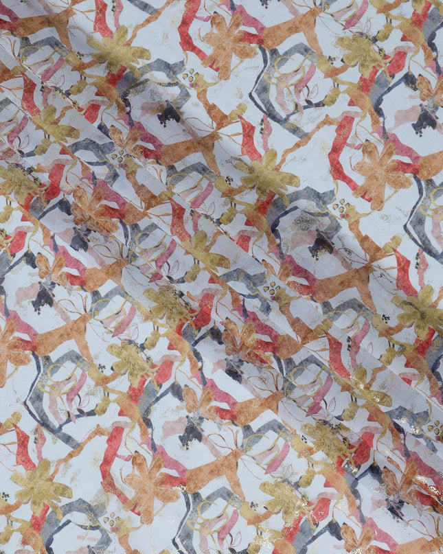 ثوب سوداني تقليدي أزرق فاتح مع ألوان متعددة وذهبي، مصنوع من قماش فوال قطني خالص، طوله 4.5 متر، عرضه 140 سم - صنع في الهند - D23153