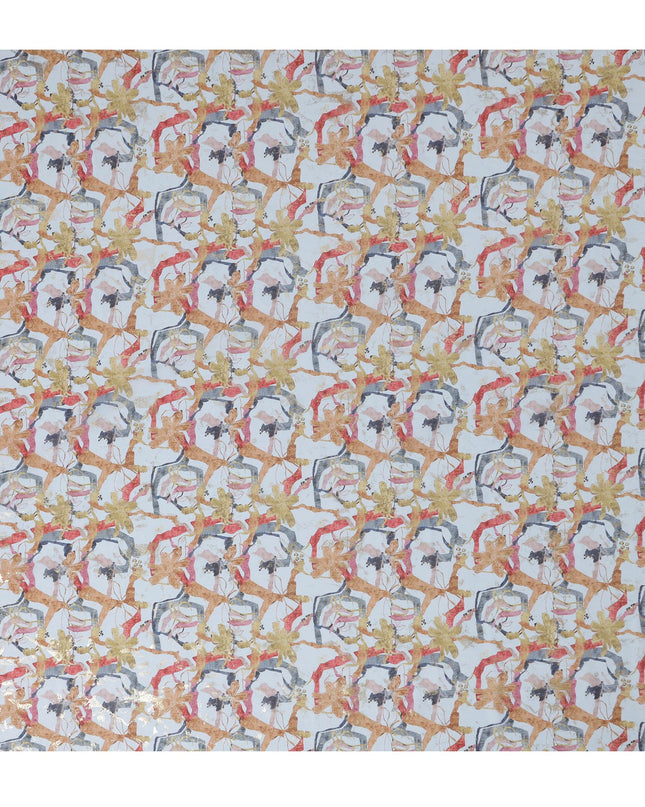 ثوب سوداني تقليدي أزرق فاتح مع ألوان متعددة وذهبي، مصنوع من قماش فوال قطني خالص، طوله 4.5 متر، عرضه 140 سم - صنع في الهند - D23153