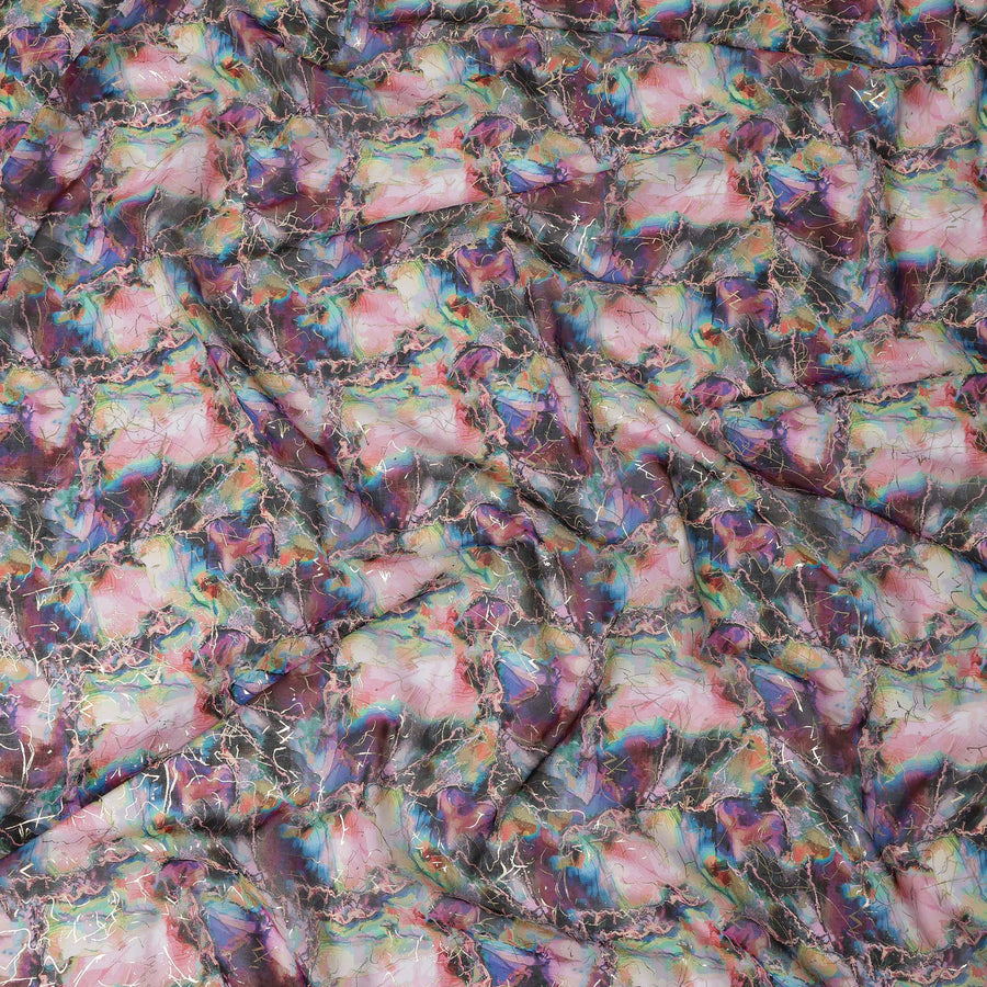 Multicolor with Pink and Purple Marble Traditional Sudanese Thobe in Pure Cotton Voile Fabric, 4.5 Meters Length, Width 140 cm – Made in India-D23154