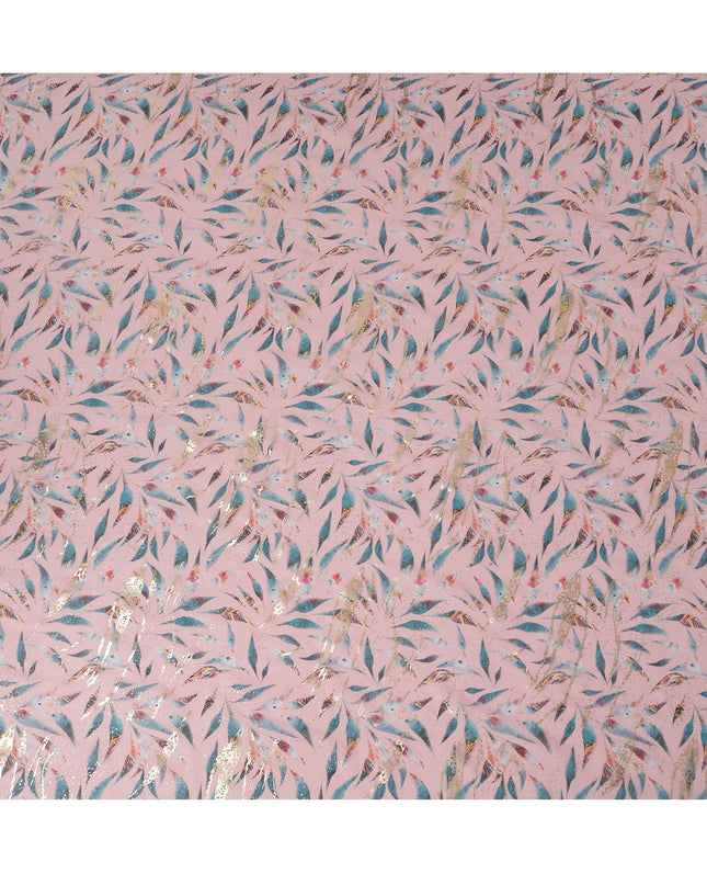 ثوب سوداني تقليدي مطبوع عليه أوراق الشجر باللون الوردي الفاتح واللون الأزرق المخضر والذهبي، مصنوع من قماش الفوال القطني الخالص، بطول 4.5 متر، وعرض 140 سم - صنع في الهند - D23156